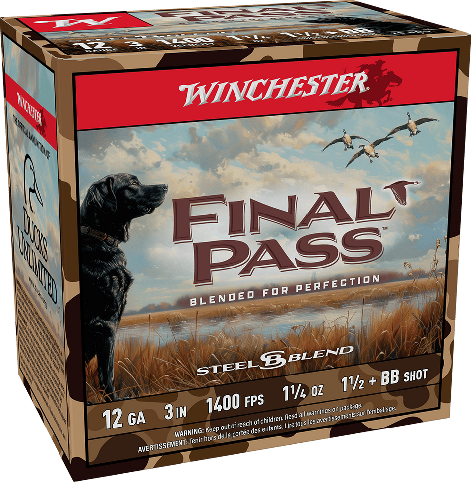 WINCHESTER 12 GA 3 HS 1-1/4 BB & 1.5 BLEND 25 RD/BX 10 BX/CS