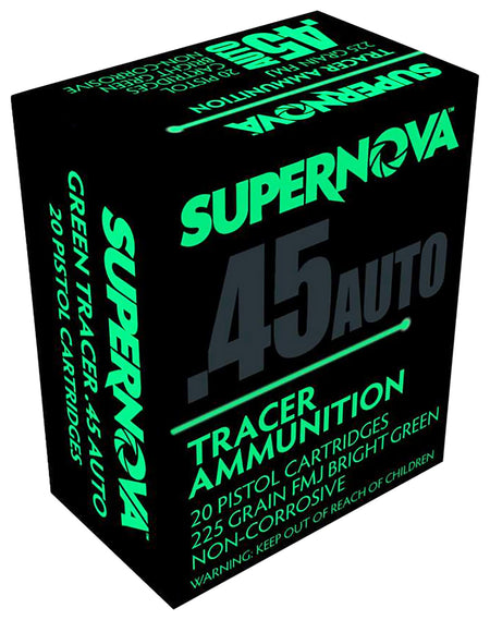 Supernova .45 ACP/Auto Green Tracer Non Corrosive Full Metal Jacket 225 Grain 20/Box