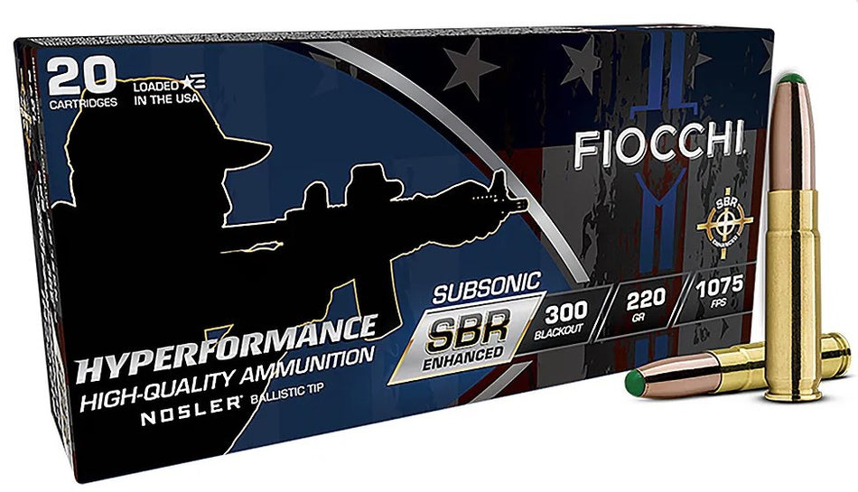 Fiocchi .300 AAC Blackout Hyperformance SBR Enhanced Nosler BT 220 Grain 200/Box