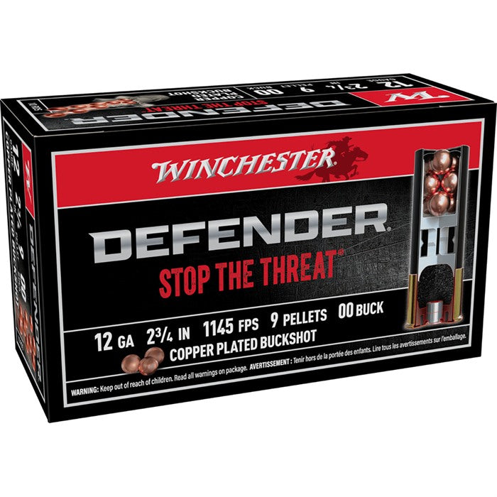 DEFENDER 12 GAUGE 2-3/4" 9 PELLETS #00 BUCKSHOT 100/BOX