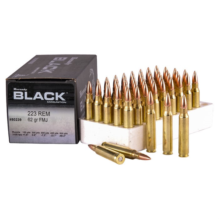 Hornady .223 Remington Black Full Metal Jacket 62 Grain 50/Box