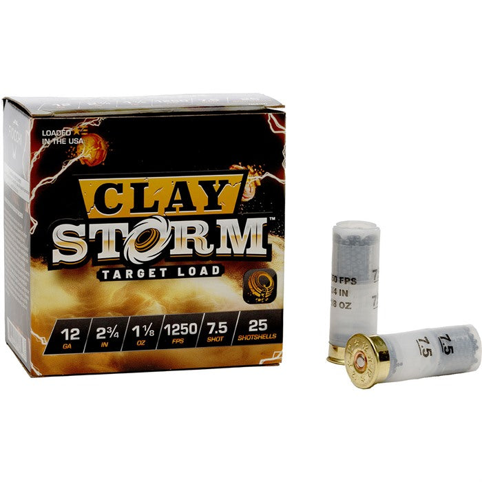 CLAY STORM 12 GAUGE 2-3/4" 1-1/8OZ #7.5 SHOT 1250 FPS 25/BOX