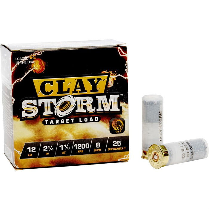 CLAY STORM 12 GAUGE 2-3/4" 1-1/8OZ #8 SHOT 1200 FPS 25/BOX