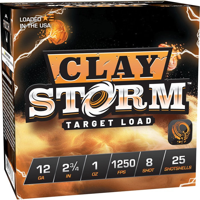CLAY STORM 12 GAUGE 2-3/4" 1OZ #8 SHOT 1250 FPS 25/BOX