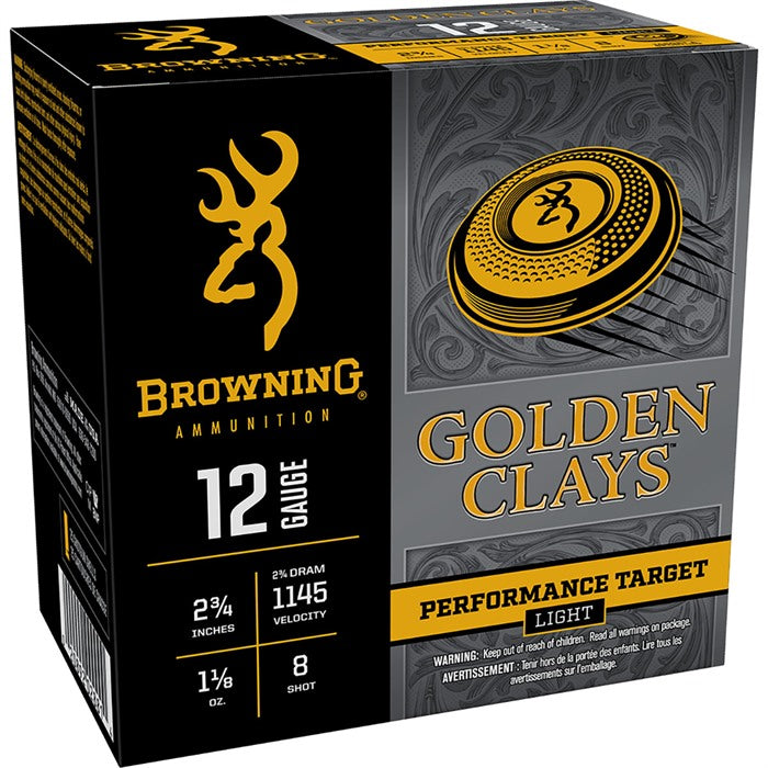 GOLDEN CLAYS 12 GAUGE 2-3/4" 1-1/8OZ #8 SHOT 25/BOX