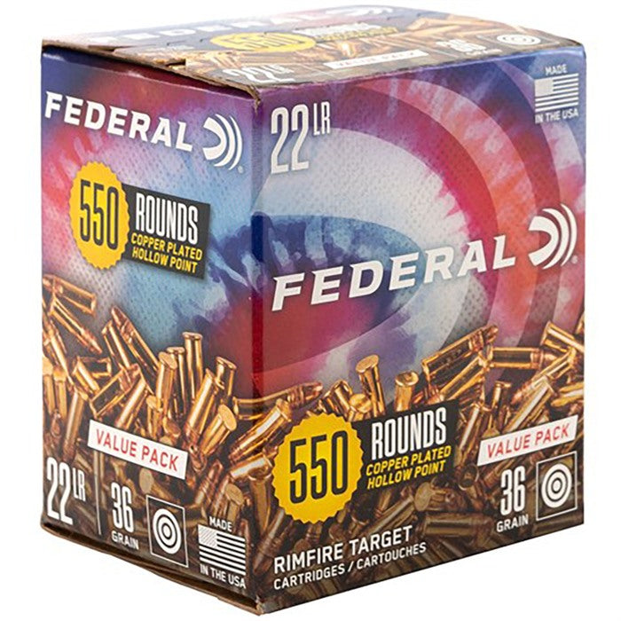 Federal .22 Long Rifle Value Pack Copper Plated Hollow Point 36 Grain 550/Box