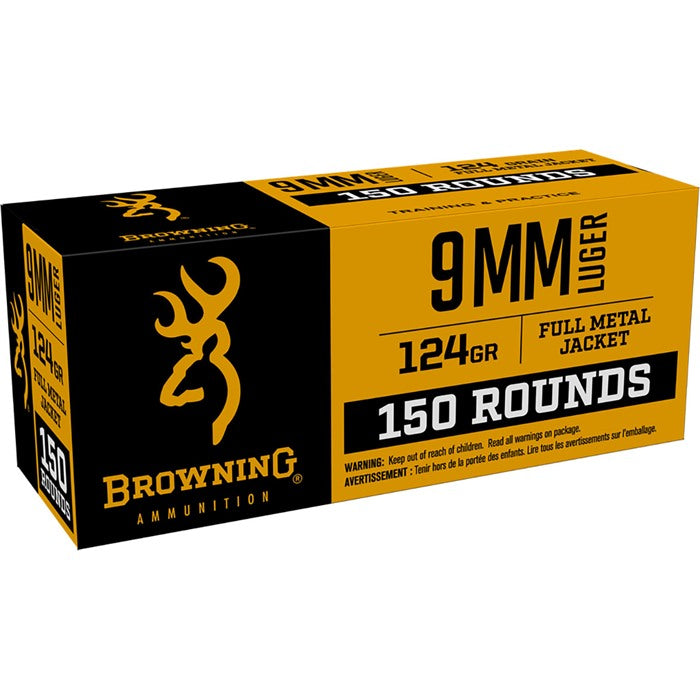 Browning 9mm Luger / Parabellum Training & Practice Value pack Full Metal Jacket 124 Grain 150/Box
