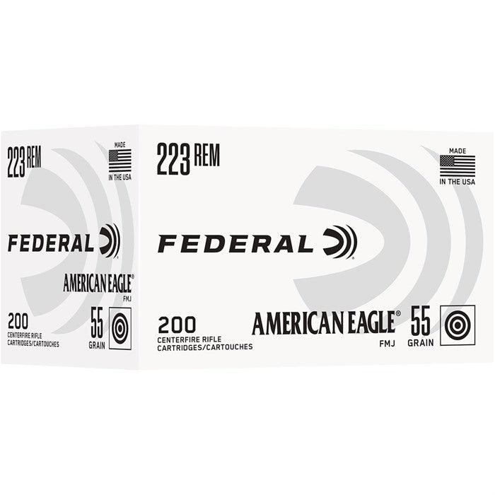 AMERICAN EAGLE 223 REM 55GR FMJ 3240 FPS 200/BOX