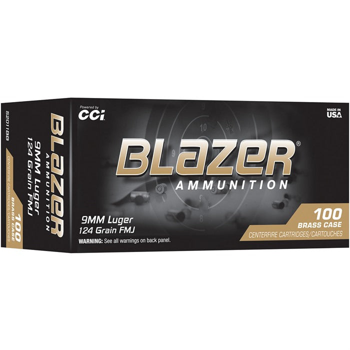 BLAZER BRASS 9MM LUGER 124GR FMJ 1090 FPS 100/BOX
