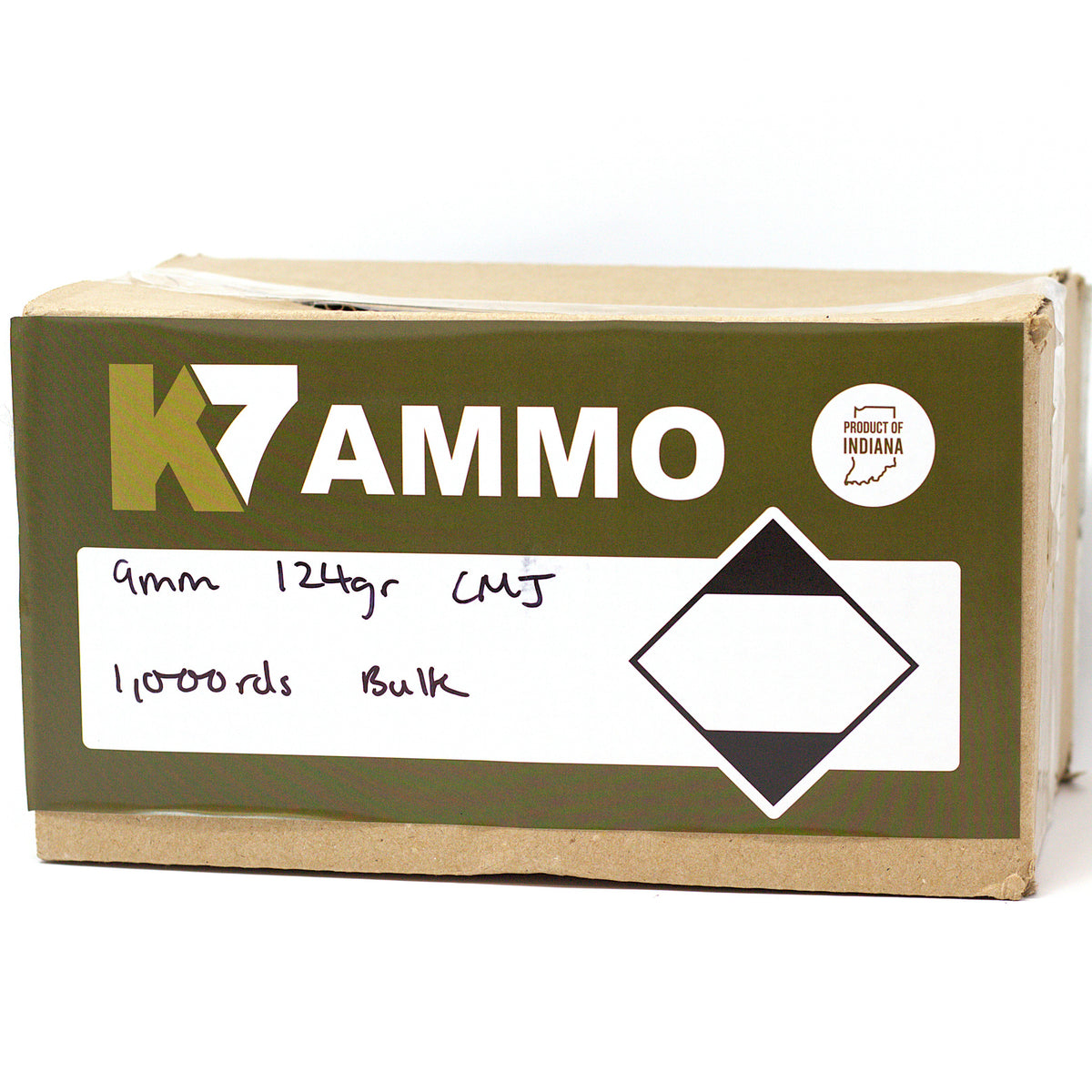 K7 9mm Luger 124 Grain Complete Metal Jacket (CMJ) Range Ammo Bulk Pack(1000ct) - MADE IN THE USA