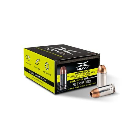NovX .380 ACP/Auto Pentagon Monolithic Copper Hollow Point 80 Grain 20/Box [Item 4878]