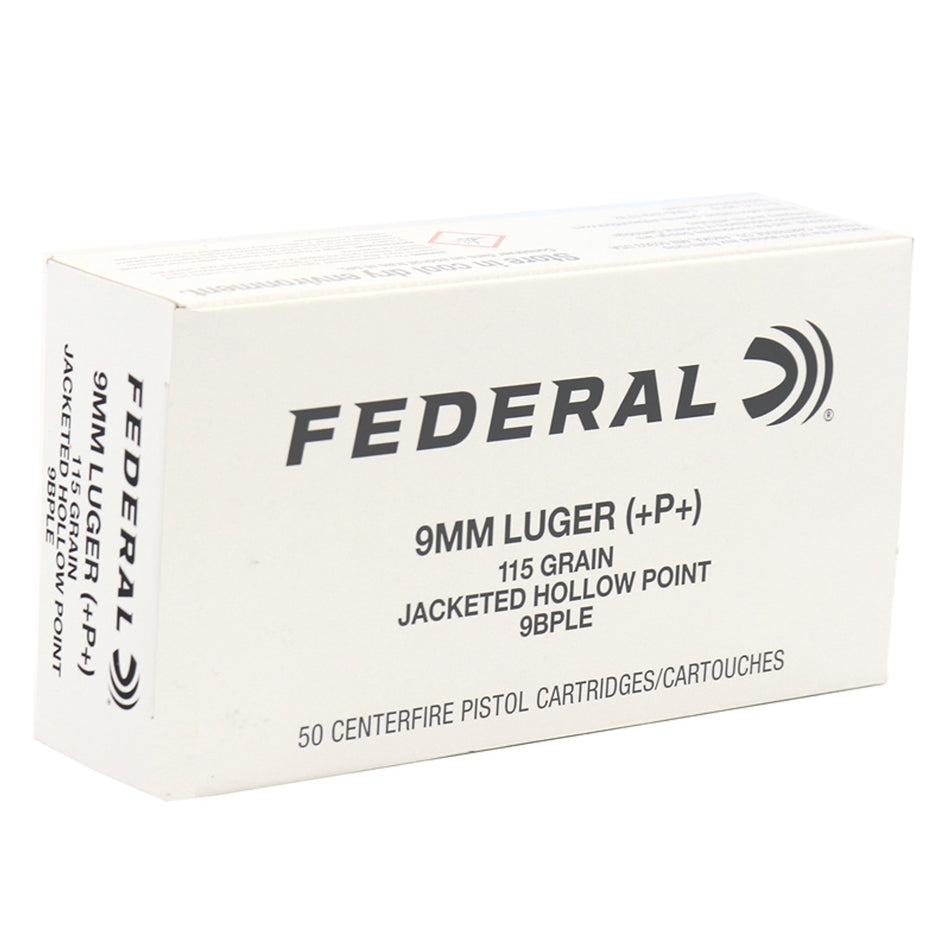 Federal 9mm Hi-Shok 115gr JHP +P+ 50 Per Box  - 1000/Case