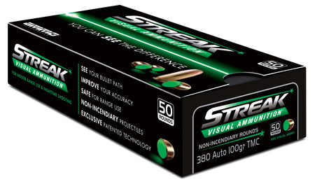 Ammo Inc .380 ACP/Auto Streak Visual (GREEN) Total Metal Case 100 Grain 50/Box