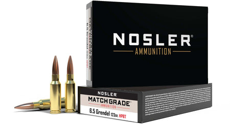Nosler 6.5mm Grendel Custom Competition Match Grade Hollow Point Boat Tail 123 Grain 20/Box