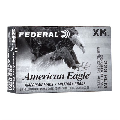 Federal .223 Remington American Eagle XM Military Grade Full Metal Jacket Boat Tail 55 Grain 20/Box