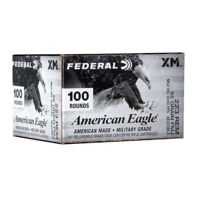 Federal .223 Remington American Eagle XM Military Grade Full Metal Jacket Boat Tail 55 Grain 100/Box