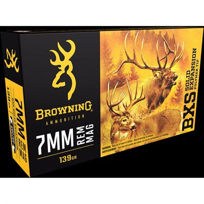 Browning 7mm Remington Mag BXS Copper Expansion Lead Free Solid Expansion Polymer Tip 139 Grain 20/Box