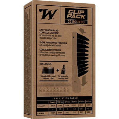 Winchester 5.56x45mm NATO M855 Green Tip Clip Pack Full Metal Jacket 62 Grain 30/Box