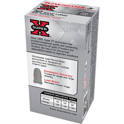 Winchester .32 S&W Long SUPER-X Lead Round Nose 98 Grain 50/Box