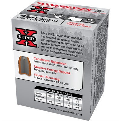 Winchester .454 Casull SUPER-X Jacketed Hollow Point 250 Grain 20/Box