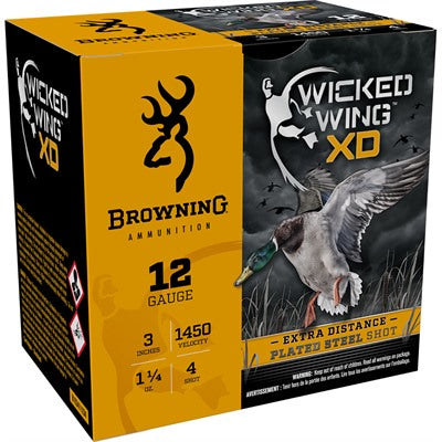 Browning 12 Gauge Wicked Wing XD Extra Distance #4 1-1/4 oz 3 in 25/Box