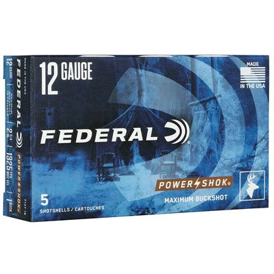 Federal 12 Gauge Power-Shok Maximum Buckshot 16 Pellets #1 Buck 1-3/5 oz 2.75 in 5/Box [Item 6043]