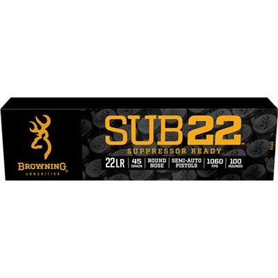 Browning .22 Long Rifle Sub-22 Suppressor Ready Round Nose 45 Grain 20/Box