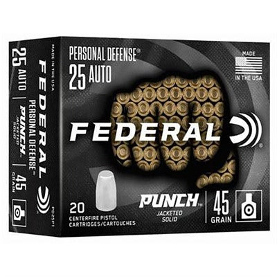 Federal .25 ACP Personal Defense Punch Punch Hollow Point 45 Grain 20/Box