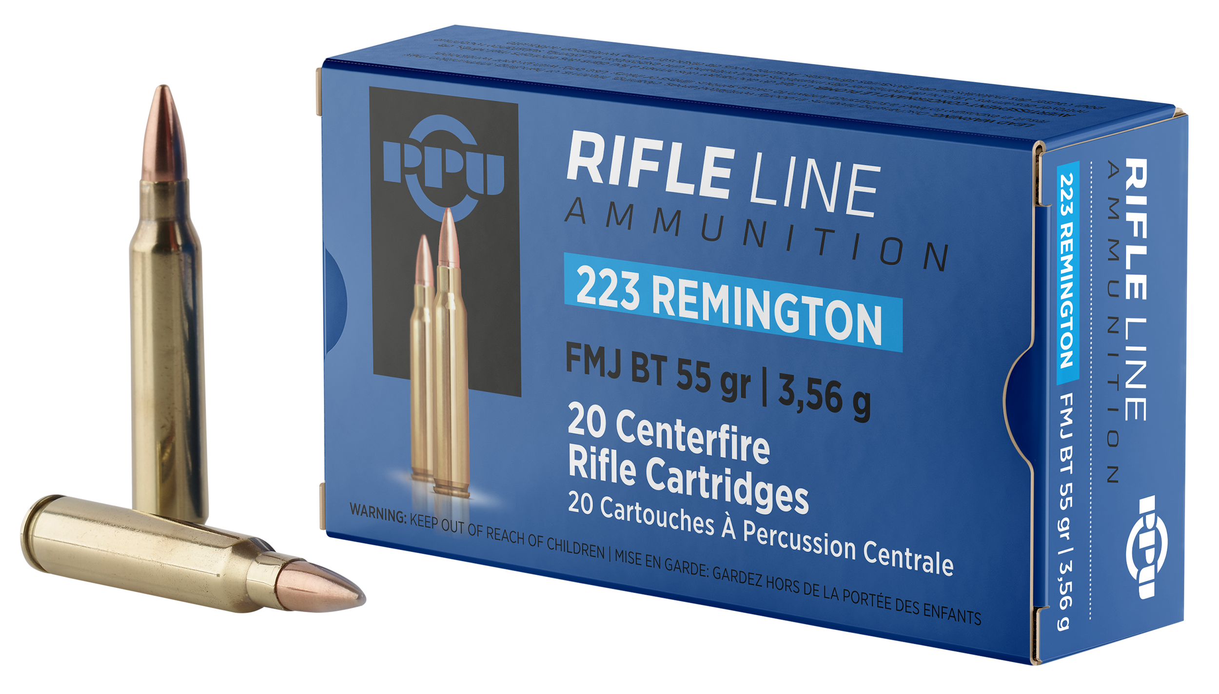 Prvi Partizan .223 Remington Rifle Full Metal Jacket Boat Tail 55 Grain 20/Box