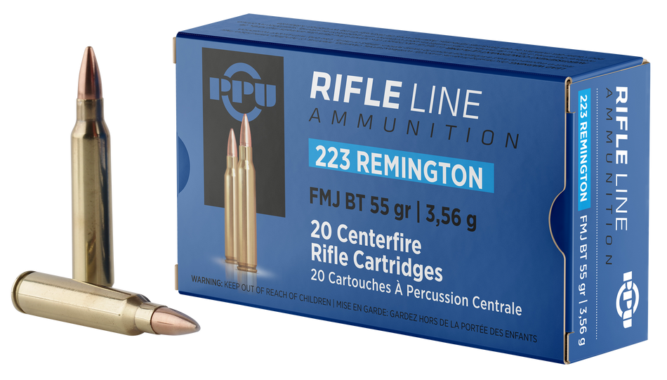 Prvi Partizan .223 Remington Rifle Full Metal Jacket Boat Tail 55 Grain 20/Box