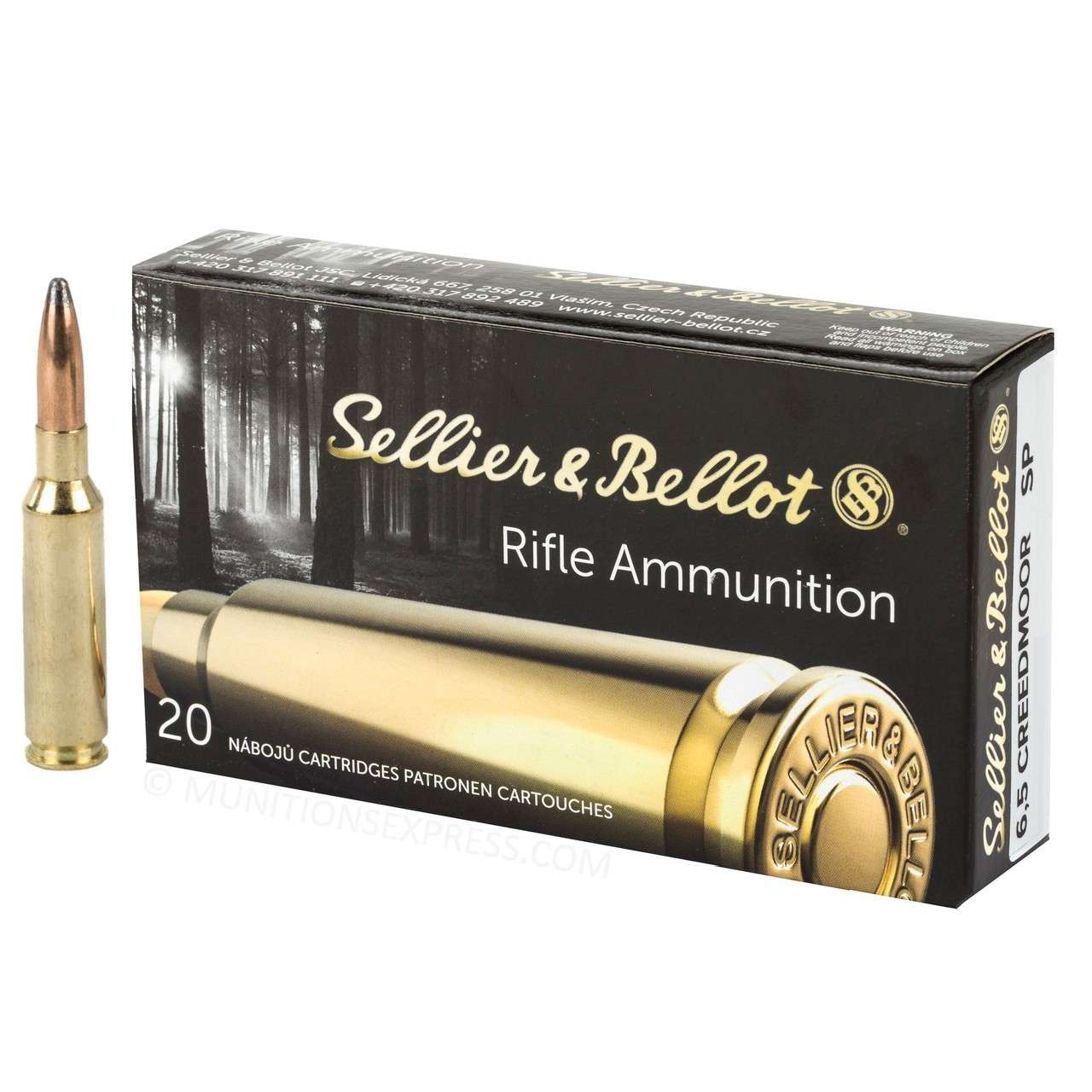 Sellier and Bellot 6.5mm Creedmoor Rifle Soft Point 156 Grain 20/Box [Item 2411]
