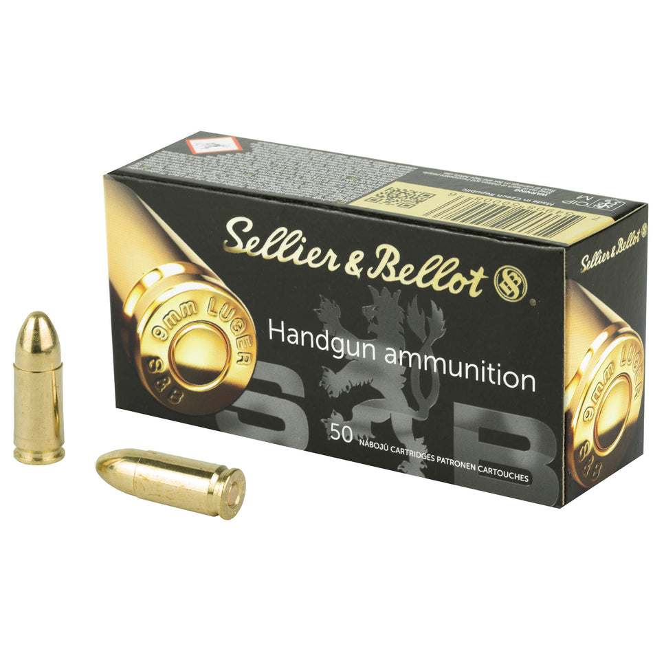 Sellier & Bellot 9mm Luger 115 gr FMJ 50 Per Box  - 1000/Case