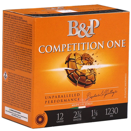 Baschieri and Pellagri 12 Gauge Competition One #8 1-1/8 oz 2.75 in 25/Box [Item 7149] 1230 FPS