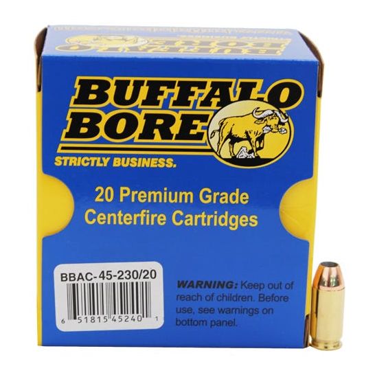 Buffalo Bore .45 ACP/Auto Personal Defense +P Jacketed Hollow Point 230 Grain 20/Box