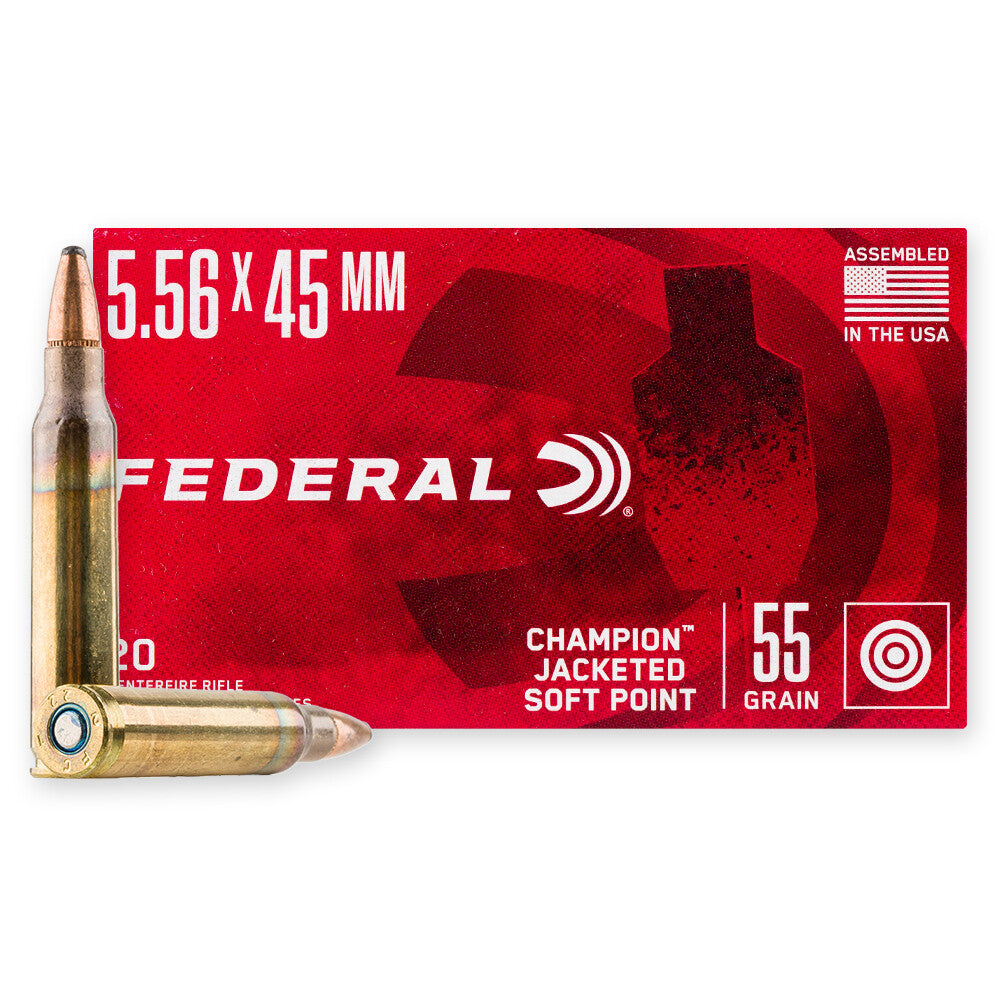 Federal Champion 556NATO 55 Grain Jacketed Soft Point 20 Rounds Per Box 556A