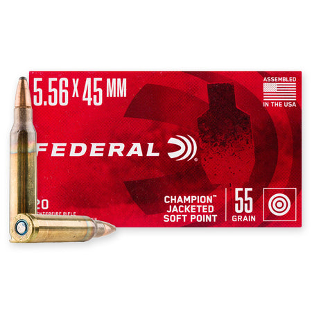 Federal Champion 556NATO 55 Grain Jacketed Soft Point 20 Rounds Per Box 556A