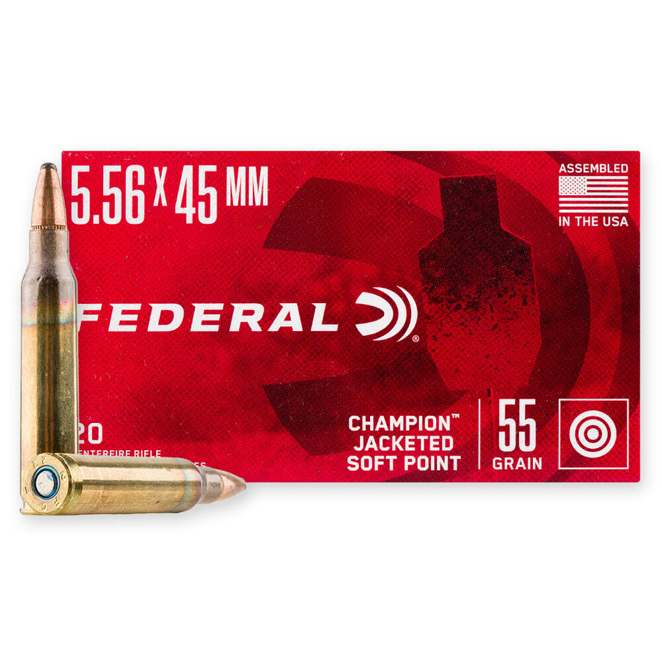 Federal Champion 556NATO 55 Grain Jacketed Soft Point 20 Rounds Per Box 556A
