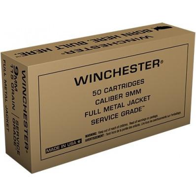 Winchester 9mm Luger / Parabellum Service Grade Full Metal Jacket 115 Grain 500/Box