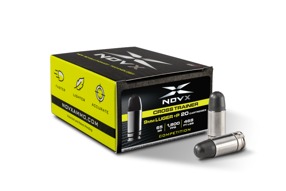 NovX 9mm Luger / Parabellum Cross Trainer Competition Lead Free +P Copper Polymer Frangible 65 Grain 20/Box