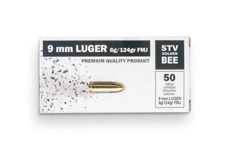 STV Golden Bee 9mm Luger 124 Grain FMJ 50 Per Box – 1000/Case