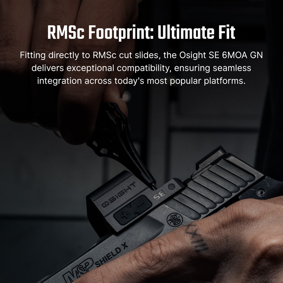Osight SE 6 MOA Enclosed Green Dot Optic RMSc Footprint Aspherical Lens