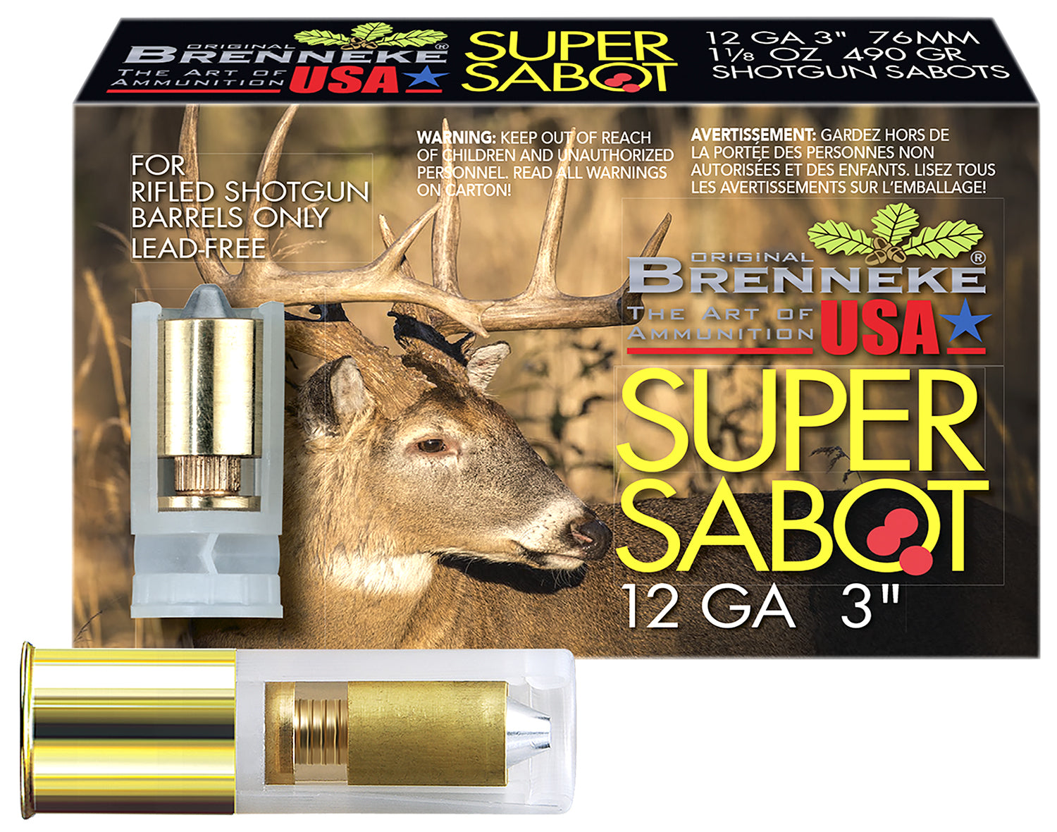 Brenneke 12 Gauge SuperSabot Hunting Sabot Slug Slug 1-1/8 oz 3 in 5/Box