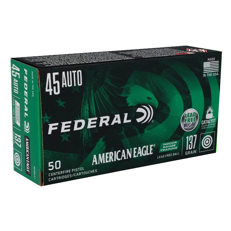 Federal .45 ACP/Auto American Eagle Indoor Range Training Lead-Free IRT 137 Grain 50/Box
